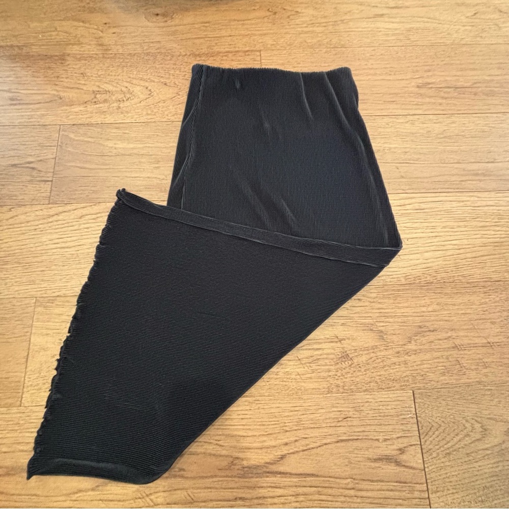 Princess Polly Black Ribbed midi Skirt with Lettuce Hem